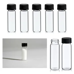 100 Mini Clear Glass Vial Bottles Cap 2 3/16 Tall 6 mL Gold Panning Prospecting
