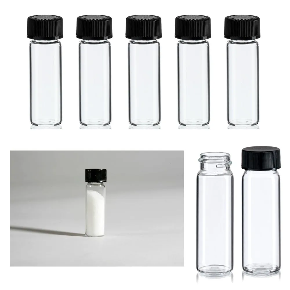 100 Mini Clear Glass Vial Bottles Cap 2 3/16 Tall 6 mL Gold Panning Prospecting