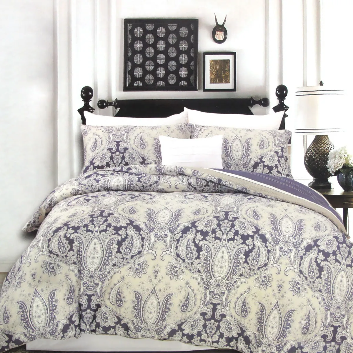 250TC Cotton Reversible Quilt Cover Set | Elizabeth | Queen